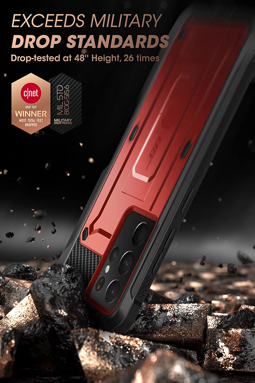 SUPCASE Unicorn Beetle Pro Series Case for Samsung Galaxy S21 Ultra 5G (2021 Release), Full-Body Dual Layer Rugged Kickstand Case with S Pen Slot (Ruddy)  SUPCASE   