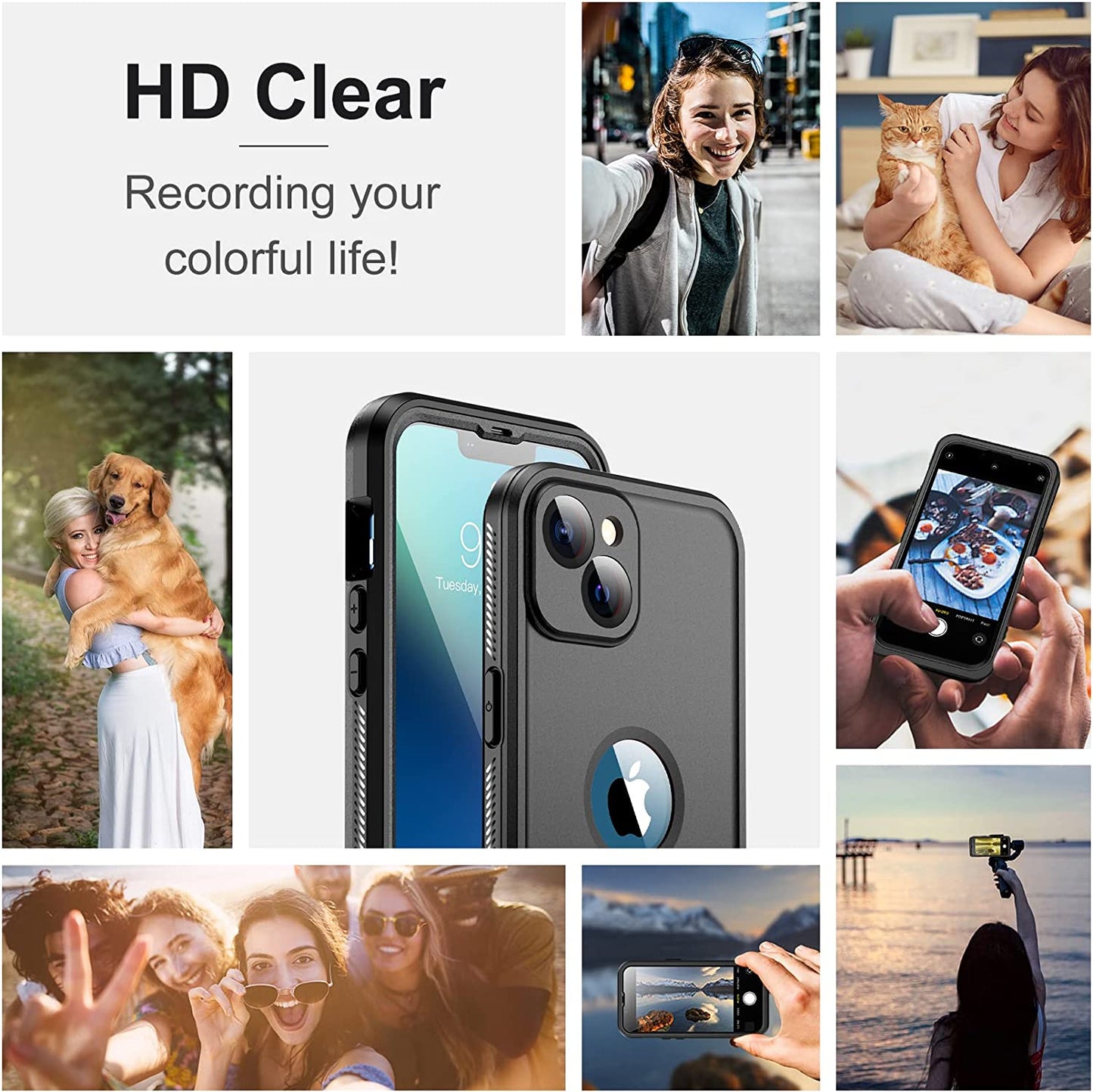 Temdan [Real 360 for Iphone 14 Case Waterproof, Built-In 9H Tempered Glass Camera Lens & Screen Protection [14FT Military Dropproof][Full-Body Shockproof Phone Case][Dustproof][Ip68 Underwater]  Temdan   