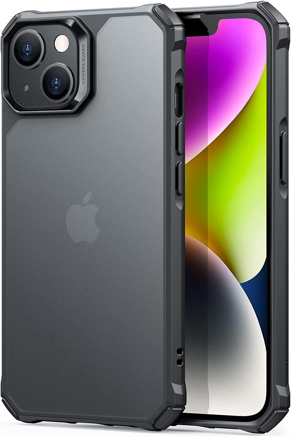 ESR for Iphone 14 Pro Case, Military-Grade Protection, Shockproof Air-Guard Corners, Yellowing-Resistant Acrylic Back, Phone Case for Iphone 14 Pro, Air Armor Case, Clear Black  Electronic Silk Road Corp Frosted Black Iphone 14 Plus 