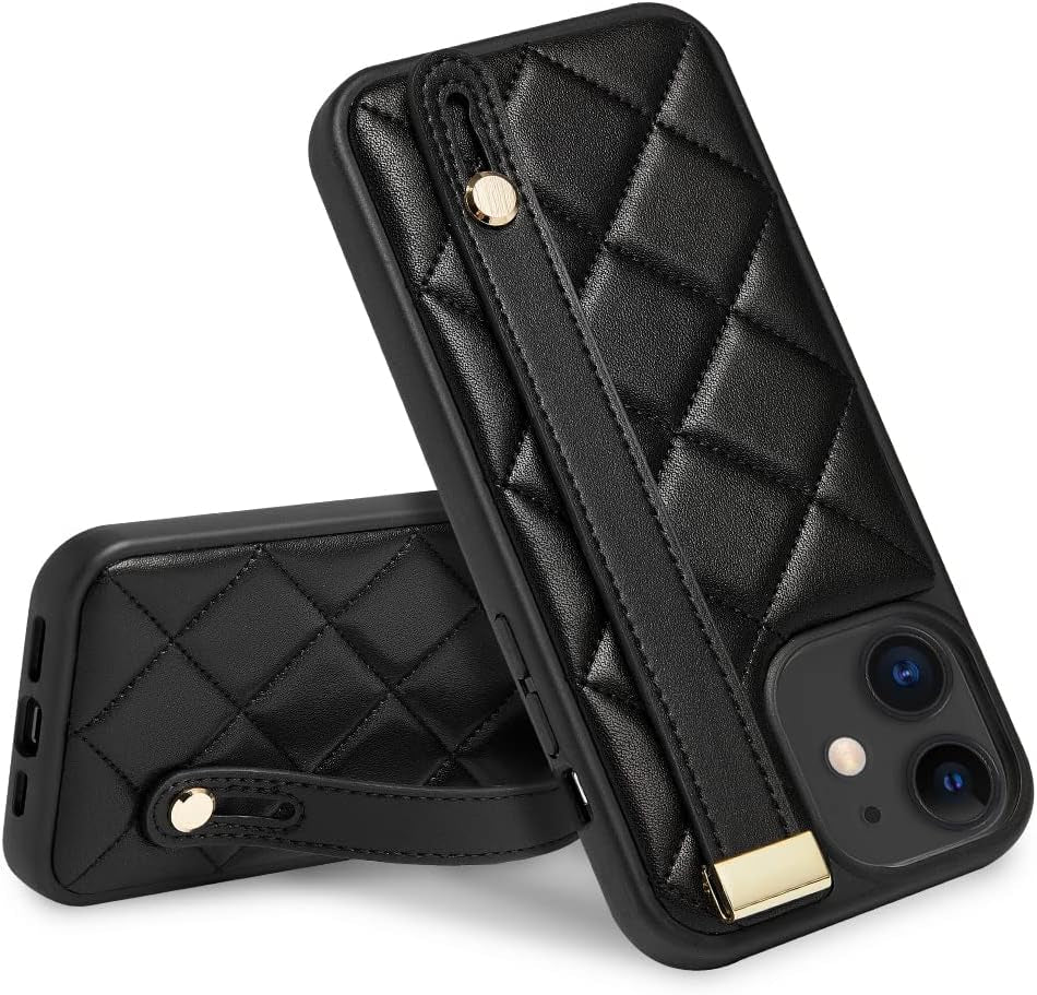 ZVE Designed for Iphone 13 Pro Max Kickstand Case, Quilted Leather Shockproof Case with Stand for Women Strap Cover Case Compatible with Iphone 13 Pro Max, 6.7 Inch-Green  ZVE Black Iphone 11 6.1" 