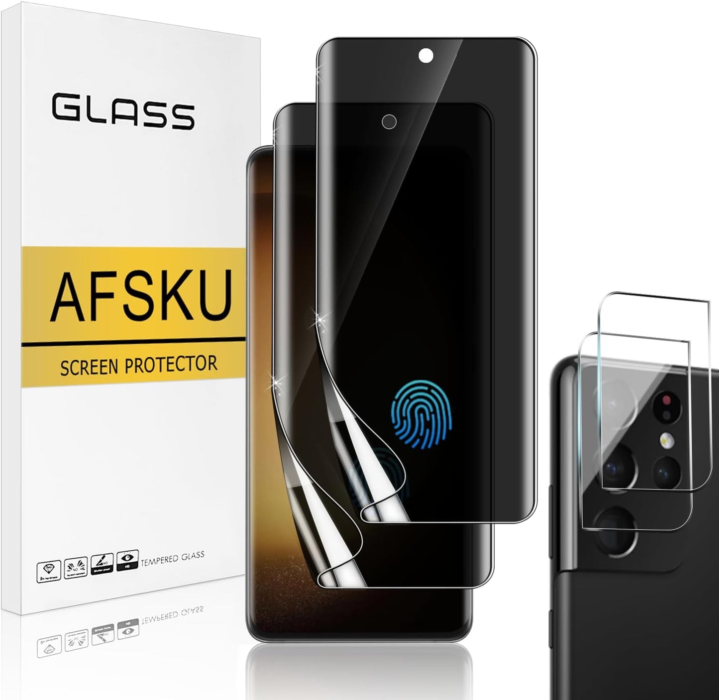 [2+2 Pack] Galaxy Note 20 Ultra 6.9 Inch Privacy Screen Protector with Camera Lens Protector, Fingerprint Compatible, Bubble Free, Flexible Anti-Spy TPU Film for Samsung Galaxy Note 20 Ultra 5G  AFSKU Galaxy S21 Ultra Privacy Screen Protector  