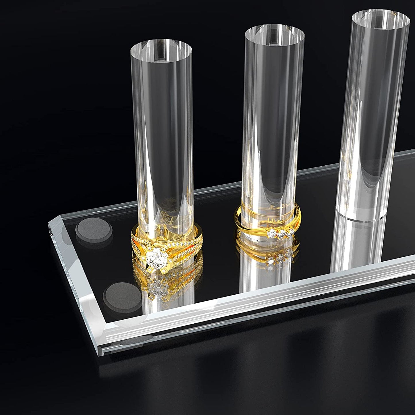 2 Pcs Hand Ring Holder Jewelry Stand, Ring Storage Holder Jewelry Display Stands Crystal Clear Acrylic Finger Ring Jewelry Ring/Wedding Ring Display Support Holder Decorative for Women Girls Room, Clear 2Pcs  N\C   