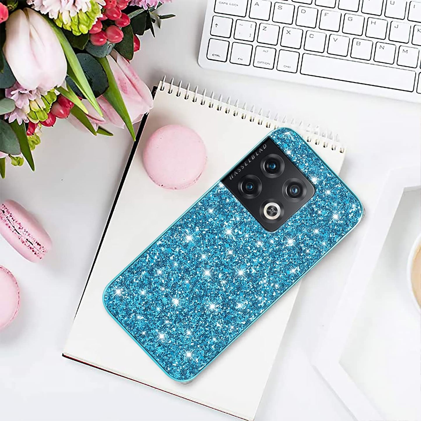 Jancyu Compatible with Oneplus 10 Pro Case, Shockproof Phone Cases for Oneplus 10 Pro Glitter Protective Cover for Women Cute Accessories (Blue)  Jancyu   