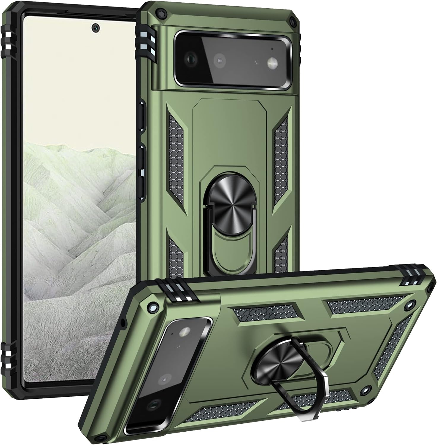 Korecase Designed for Google Pixel 6 Pro Case Heavy Duty Rugged Full Body Shockproof Scratch Proof Screen Protection Built-In 360 Ring Kickstand Military Hard Cover for Men Women Green  Korecase Olive Green Google Pixel 6 