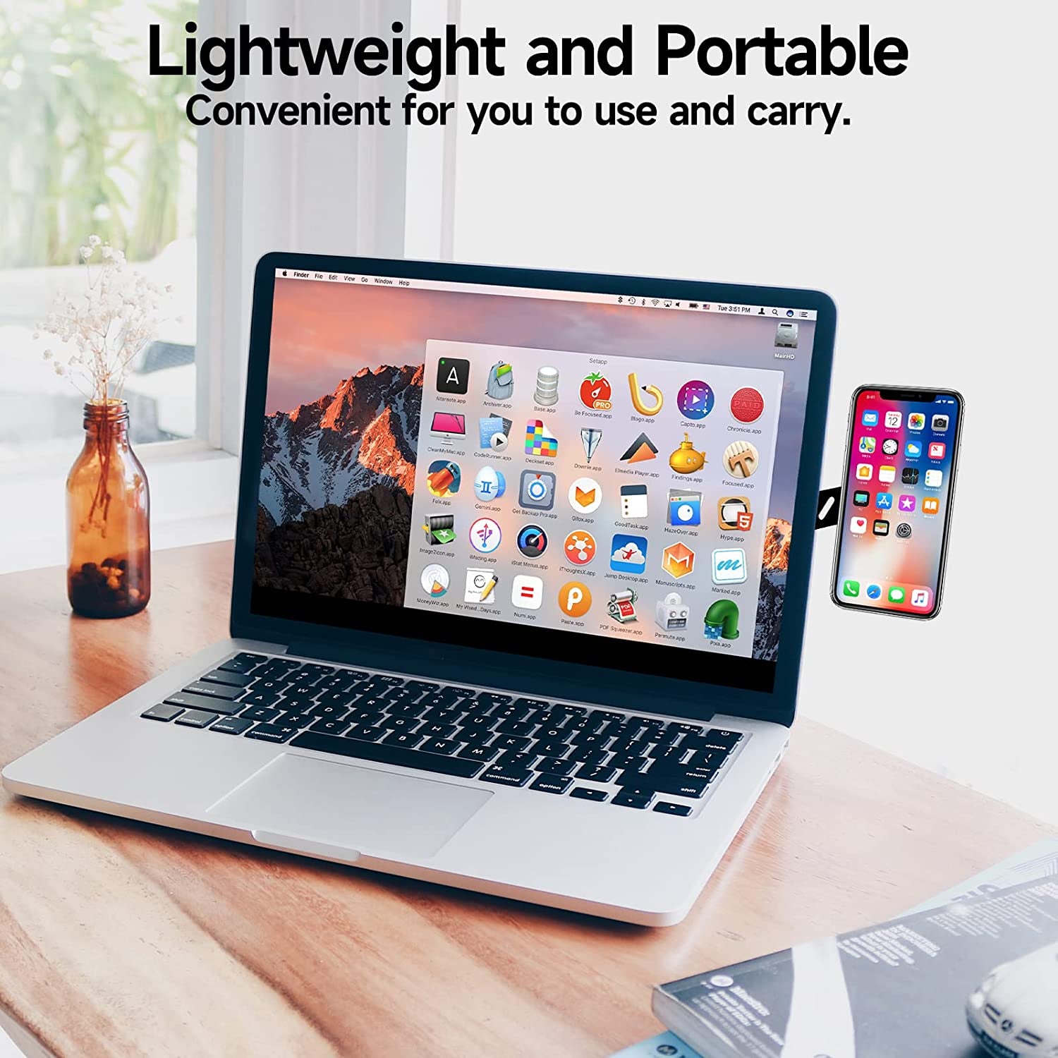 EDC Magnetic Phone Holder, Laptop or Desktop Monitor Side Mount Phone Mount, Foldable Slim Portable Laptop Mount for 14/14 Plus/14 Pro/14 Pro Max and 13/12 Series Magsafe Case & All Phones, Black  EDC-BFYOU   