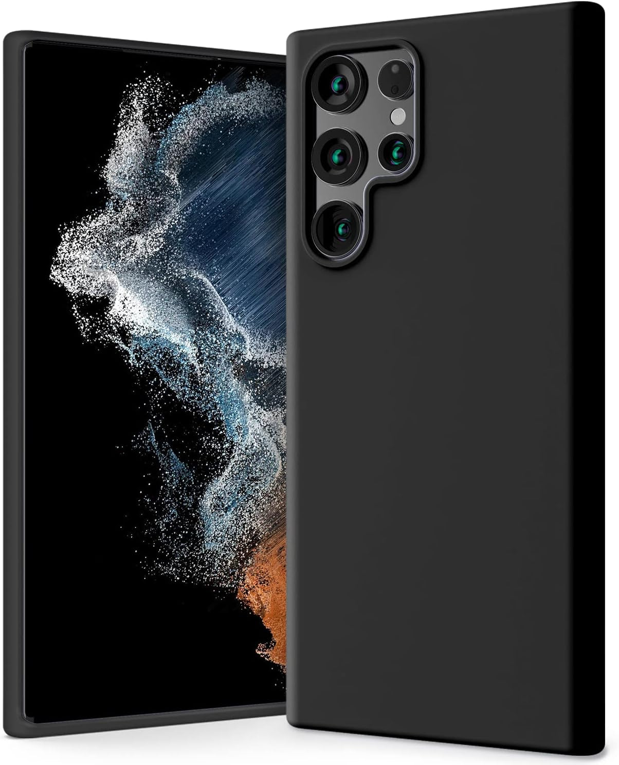 GOOSPERY Liquid Silicone Designed for Galaxy S22 Ultra Case (6.8 Inches) Silky-Soft Touch Full Body Protection Shockproof Cover Case with Soft Microfiber Lining - Red  GOOSPERY Black  