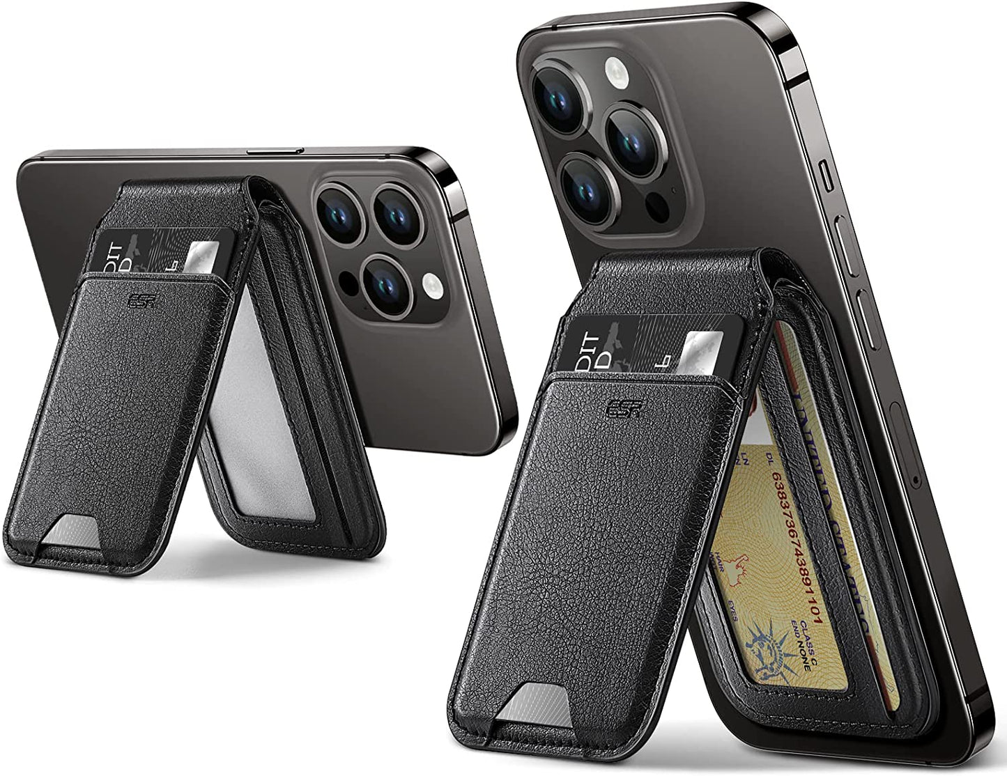 ESR Halolock Vegan Leather Phone Wallet Stand, Magsafe Wallet and Adjustable Stand, Magnetic Wallet Compatible with Iphone 14/13/12 Series, Not Compatible with Iphone 13/12 Mini, 3 Card Holder, Black  Electronic Silk Road Corp   