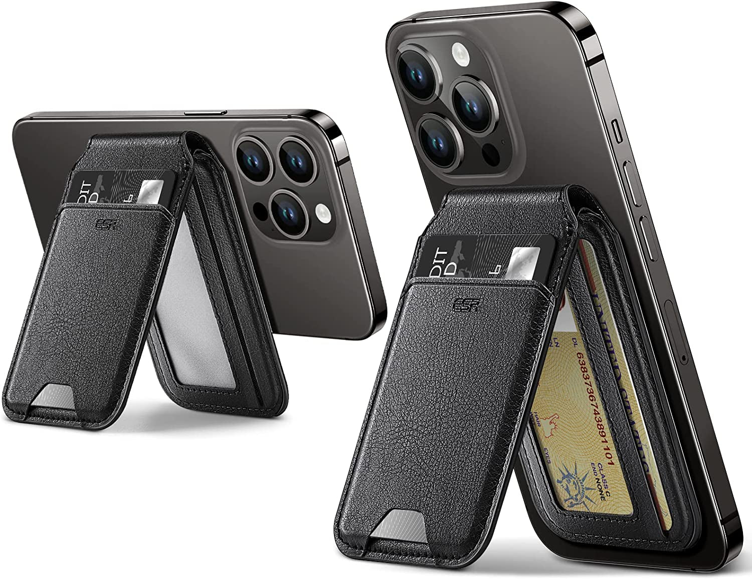 ESR Halolock Vegan Leather Phone Wallet Stand, Magsafe Wallet and Adjustable Stand, Magnetic Wallet Compatible with Iphone 14/13/12 Series, Not Compatible with Iphone 13/12 Mini, 3 Card Holder, Black  Electronic Silk Road Corp   