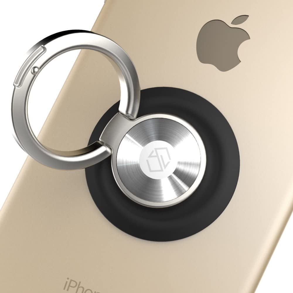 Sinjimoru Phone Ring Holder & Finger Ring Stand 360° Rotation, Phone Grip Kickstand for Iphone Attachable to Magnetic Car Mount Finger Loop for Cell Phone. Ringo Mini Metallic Black  Sinjimoru Co.Ltd Ringo Black Adhesive Phone Ring 