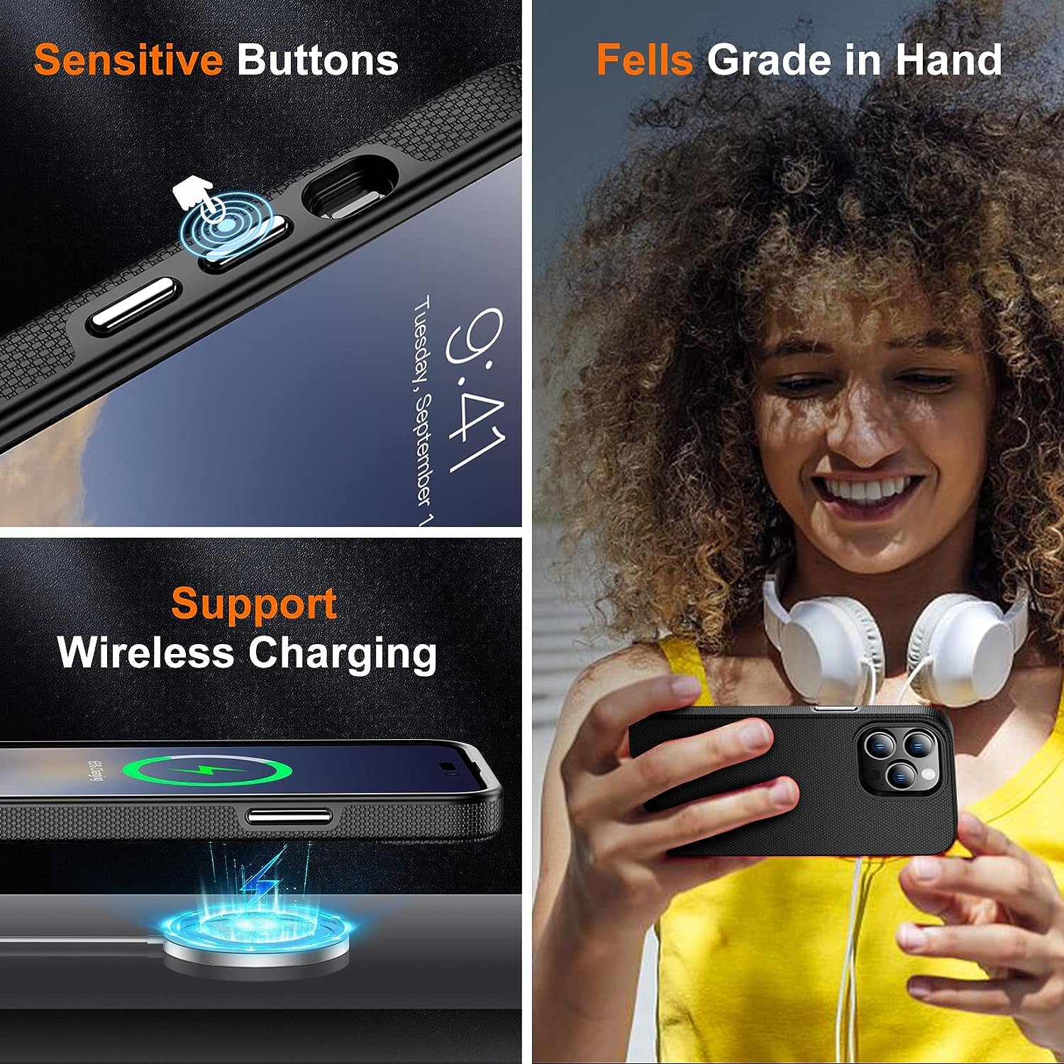 ALOFOX for Iphone 14 Pro Max Case [Military Grade Drop-Proof] [Tempered Glass Screen Protector + Camera Lens Protector] Dual Layer Heavy Duty Shockproof Case-Matte Black  ALOFOX   