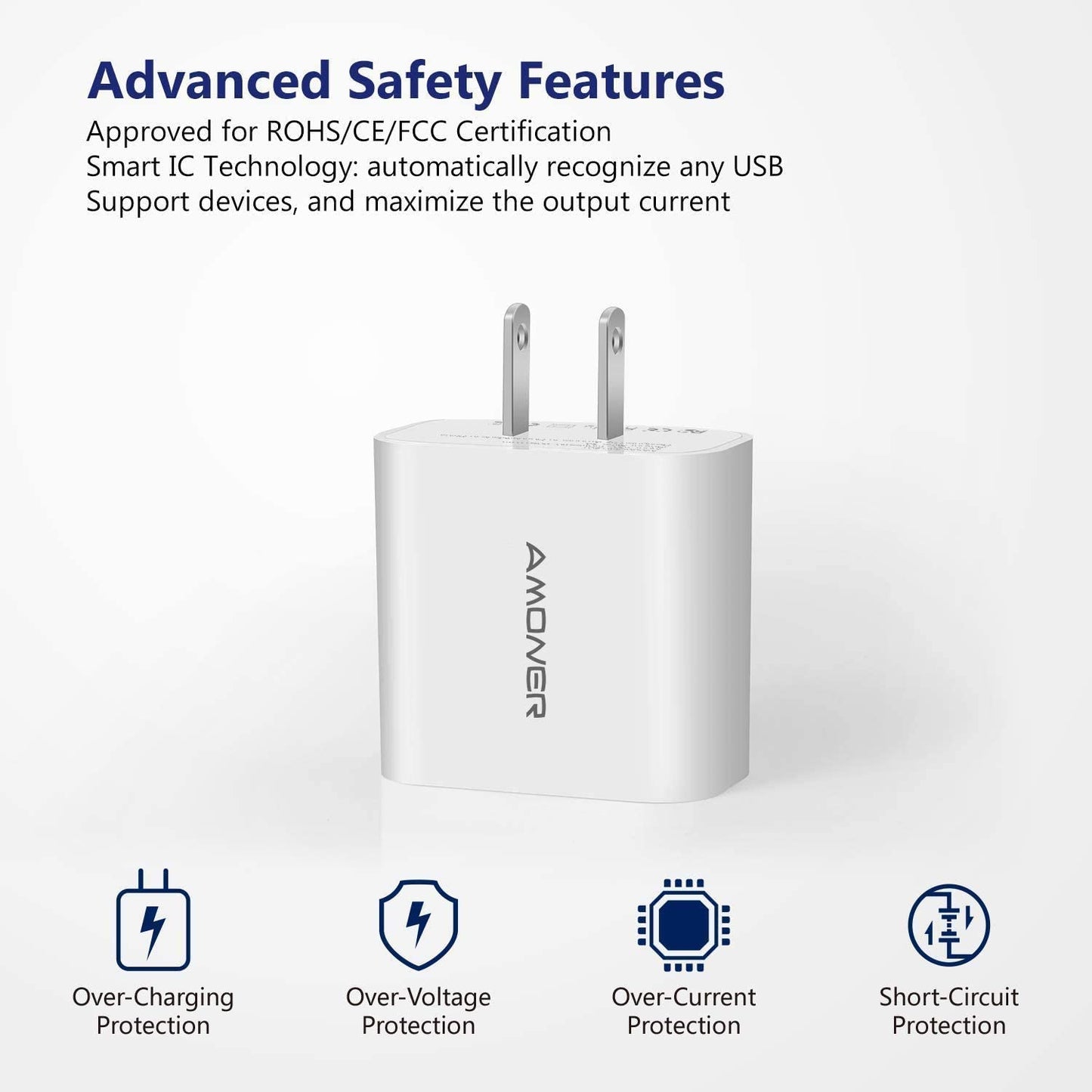 USB Wall Charger, Amoner 2Pack 15W 3-Port USB Plug Cube USB Cube Power Adapter for Iphone 14/13/12/11/Pro/Promax/Xs/Xr/X/8, Galaxy S22 S21 and More and More  Amoner   