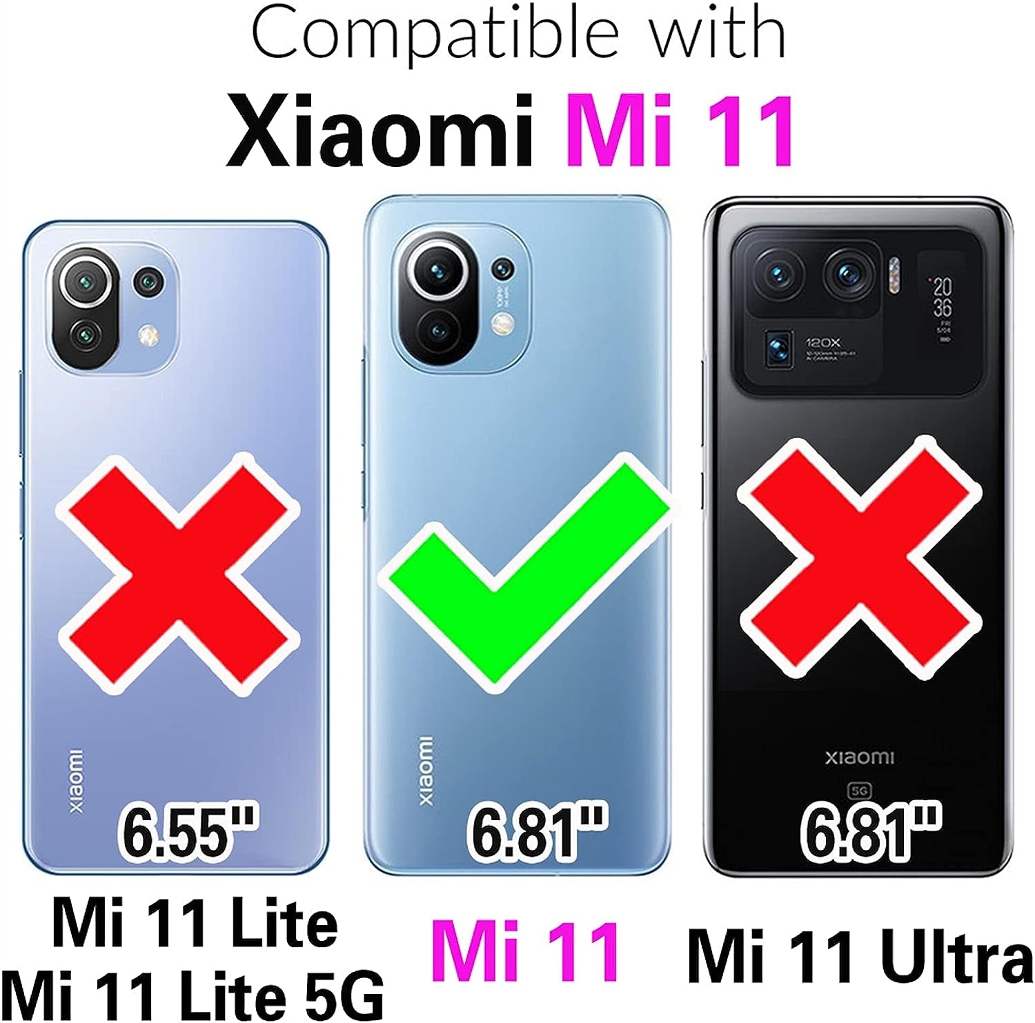 Phone Case for Xiaomi Mi 11 5G with Tempered Glass Screen Protector Cover and Stand Kickstand Slim Hard Rugged Hybrid Protective Cell Accessories Mi11 G5 Cases Men Boys Women Girls Kids Black Red  Asuwish   