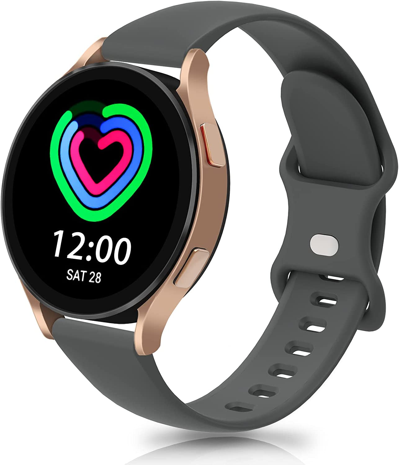 20Mm Watch Bands Compatible with Samsung Galaxy Watch 4/Classic Band 40Mm 42Mm 44Mm 46Mm, Watch Active 2 40Mm 44Mm/Watch 3 41Mm, Soft Silicone Breathable Bands Elastic Replacement Galaxy Strap  KingofKings Dark gray 20MM 