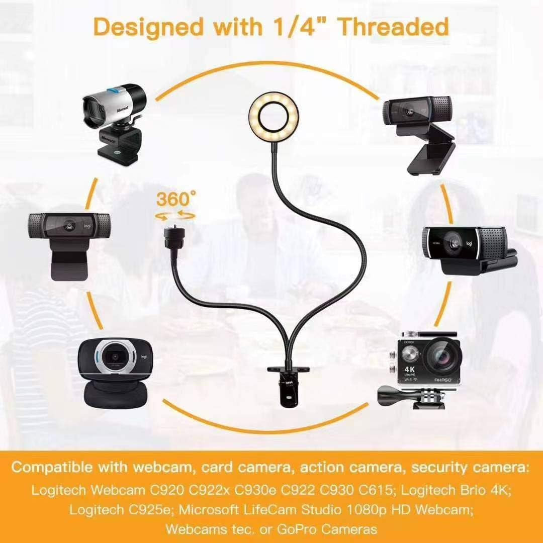 Webcam Light Stand for Live Stream,Upgrade Selfie Ring Light with Webcam & Cell Phone Holder Mount for for Logitech C925E, C922X, C930E,C922,C930,C920,C615,Brio 4K  samiadat   