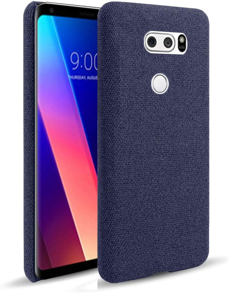 Grandcase LG V30 Case,Ultra-Thin Felt Cloth Anti-Fingerprint Shock Absorber Protective Cover for LG V30 6.0" -Dark Grey  Grandcaser Blue Lg V30 6.0" 