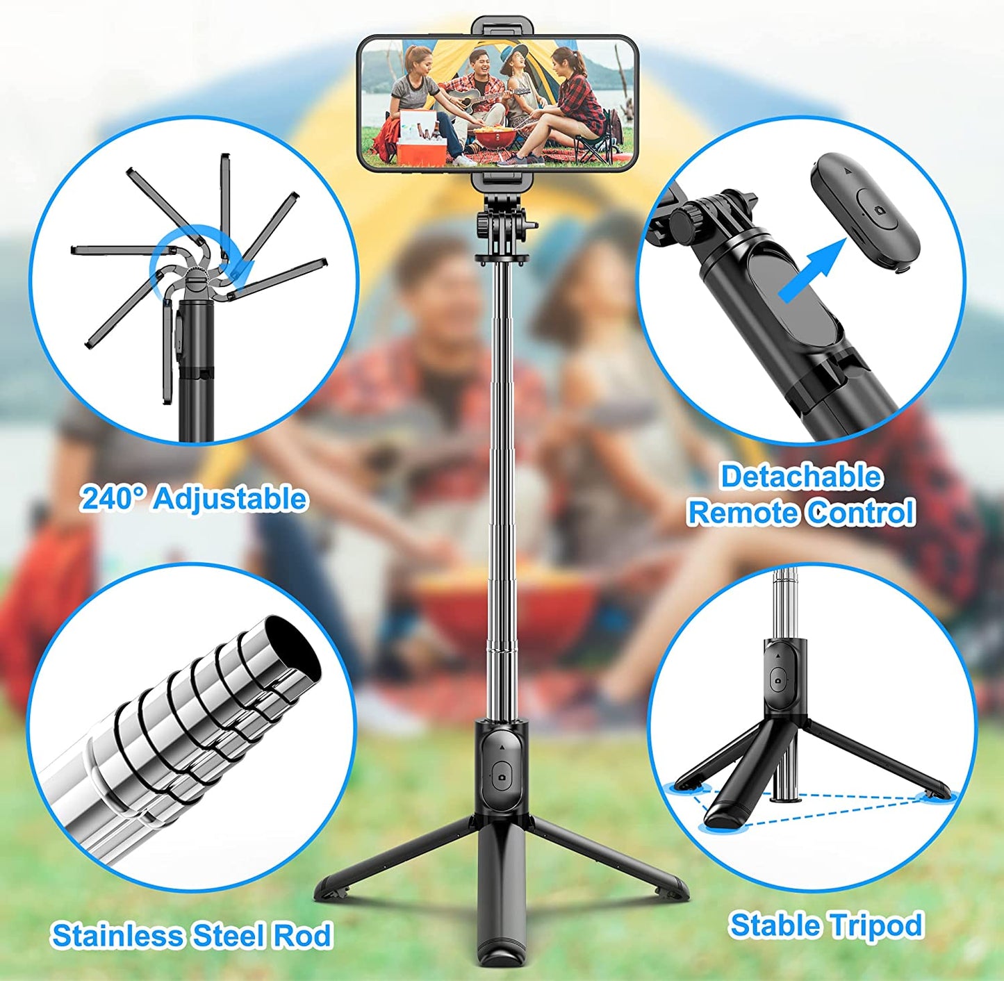 Selfie Stick, Extendable Selfie Stick Tripod with Wireless Remote and Tripod Stand, Portable, Lightweight, Compatible with Iphone 14 13 12 Pro Xs Max Xr X 8Plus 7, Samsung Smartphone and More  LDP   