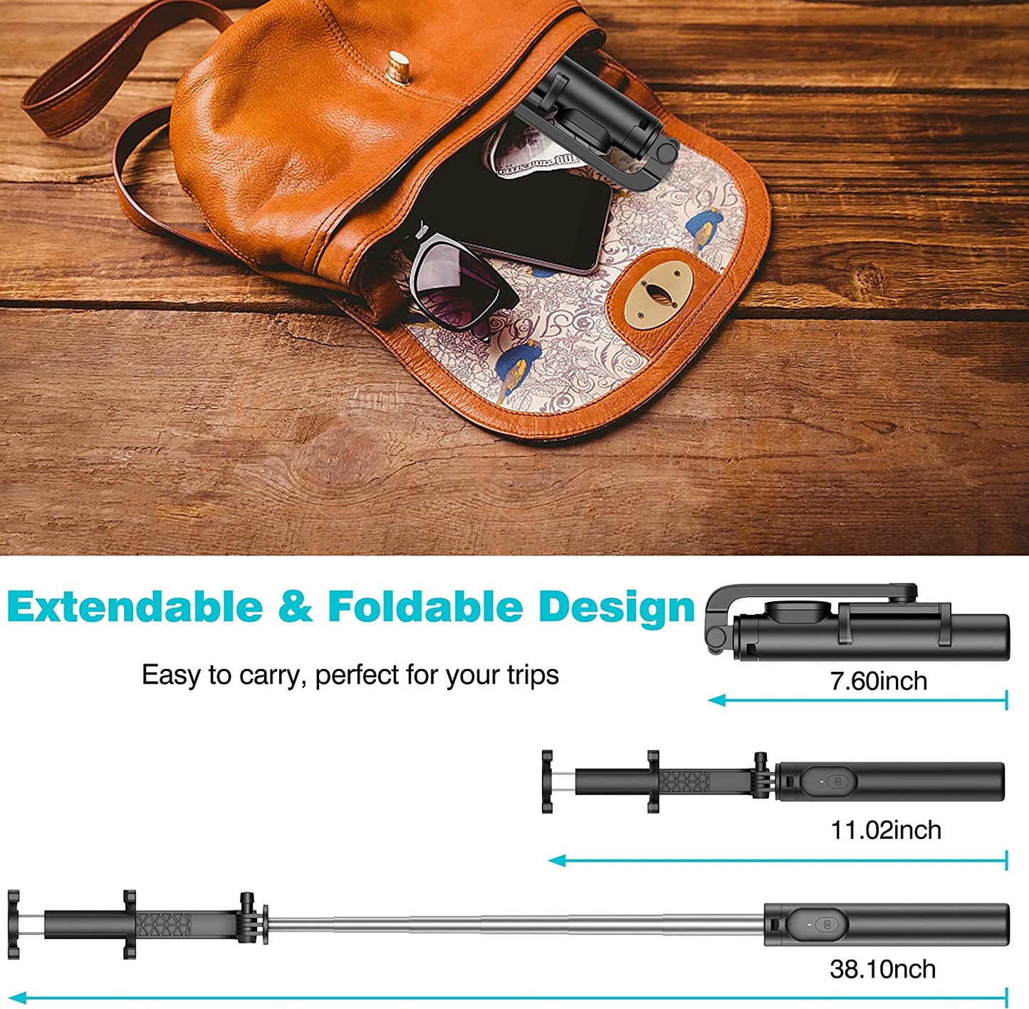 Selfie Stick, Extendable Selfie Stick Tripod with Wireless Remote, Portable Phone Tripod Stand for Group Selfie/Live Streaming/Video Recording Compatible with All Cellphone, Compact Size & Lightweight  Erligpowht   