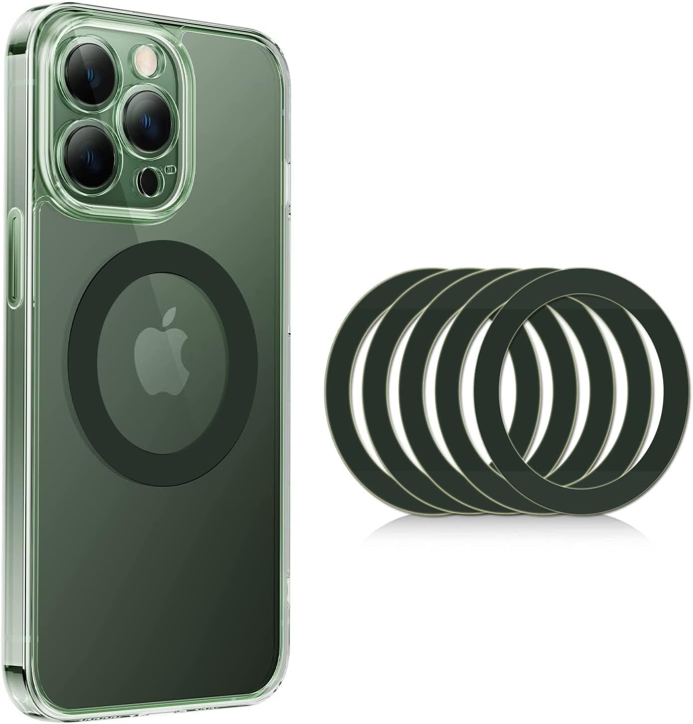 COJOC 5PCS for Universal Magnetic Adapter Ring,Magnet Sticker Compatible with Wireless Charging Accessories for Iphone 14/13/12 Mini Pro Max,For Galaxy S22/S21 Ultra and Phone Case,White  COJOC Alpine Green  