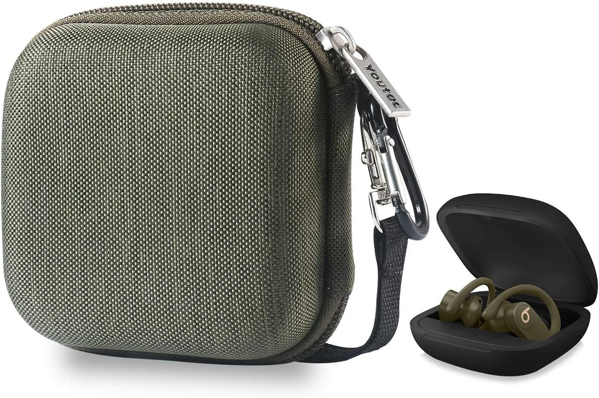 Youtec Compatible with Powerbeats Pro Case Cover, Hard Travel Protective Carrying Storage Cover Case Nylon Accessories Bag Women Men with Lanyard + Carabiner Compatible with Power Beats Pro  Youtec Army Green  