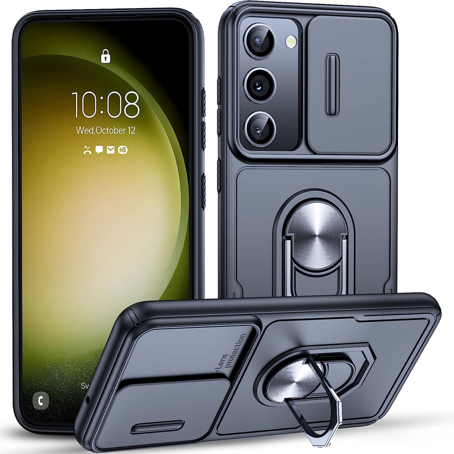 Simtect Designed for Samsung Galaxy S22 Case with Camera Cover [12FT Military Shockproof] [Airbag Protection] Slide Camera Cover Protection for Samsung Galaxy S22 Case 5G 6.1 Inch, Navy Blue  YSKWA Ring Holder Black Samsung Galaxy S23 