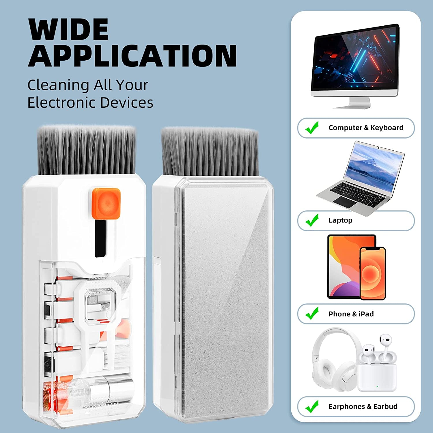 Keyboard Cleaning Kit Laptop Cleaner, 10-In-1 Computer Screen Cleaning Brush Tool, Multi-Function PC Electronic Cleaner Kit Spray for Ipad Iphone Pro, Earbuds, Camera Monitor, All-In-One with Patent  Ordilend   