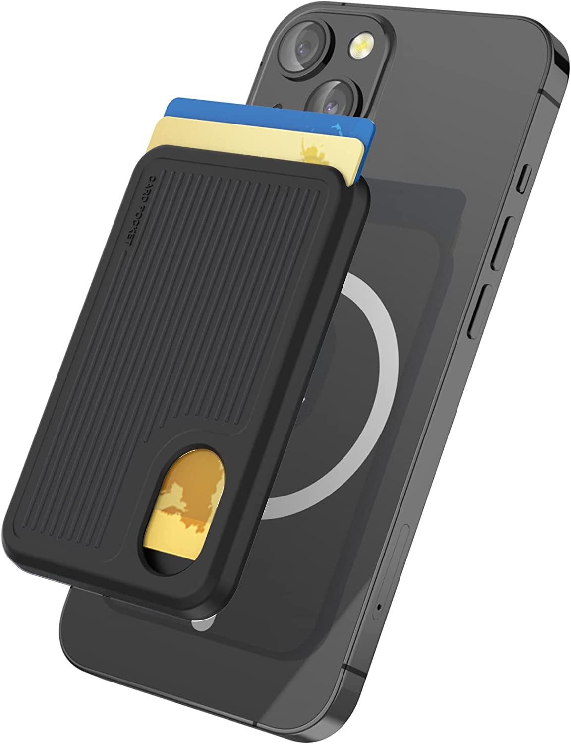 AHASTYLE Card Holder for Back of Phone for Magsafe Strong Magnetic【Rfid Shielding】 Silicone Wallet Compatible with Iphone 14/13/12/Pro/Pro Max/Mini (Pink)  AHASTYLE B- Black  