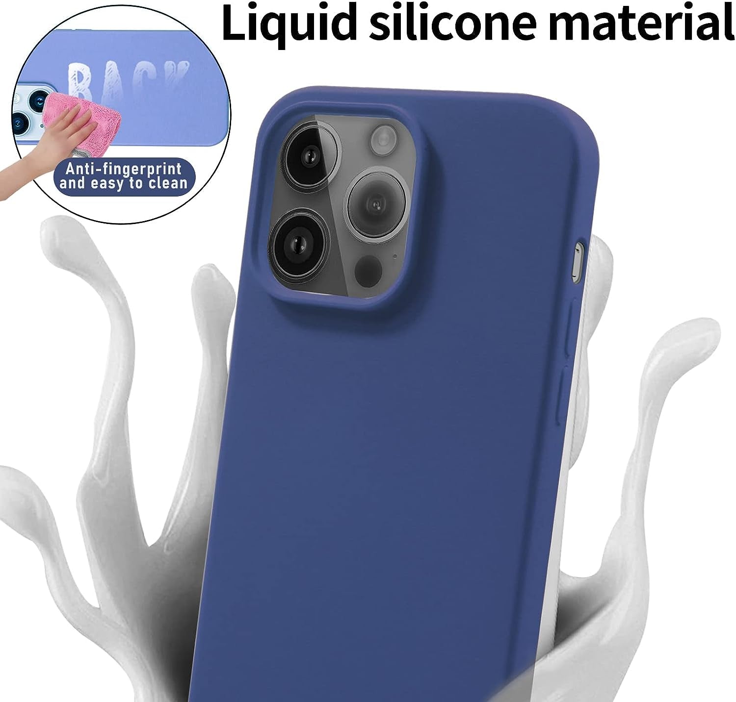 YOZEB Silicone Case Designed for Iphone 14 Pro Max, Shockproof Anti-Scratch and Anti-Fingerprint 4-Layer Full Body Protective Cover Slim Phone Case Compatible with Iphone 14 Pro Max 6.7 Inches (Blue)  YOZEB   