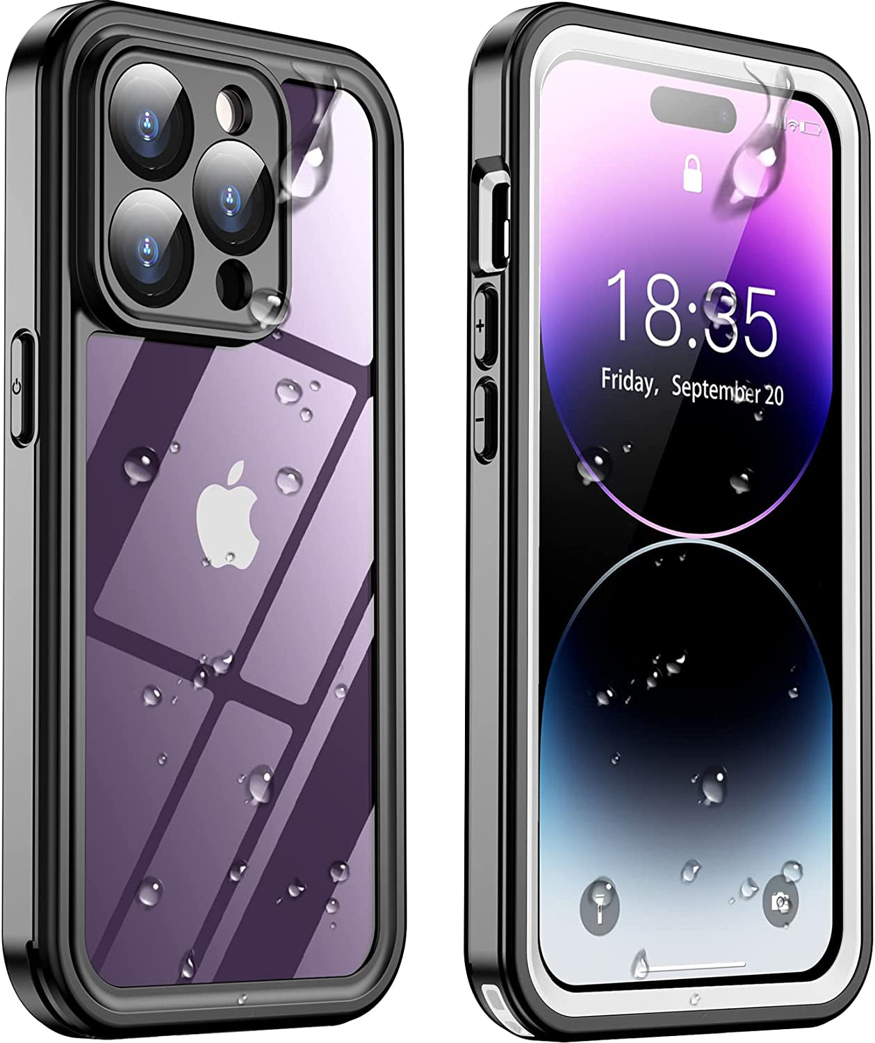 Temdan [Real 360 for Iphone 13 Case Waterproof, Built-In 9H Tempered Glass Camera Lens & Screen Protection [12FT Military Dropproof][Full-Body Shockproof][Dustproof][Ip68 Underwater]-6.1 Inch Black  Temdan   