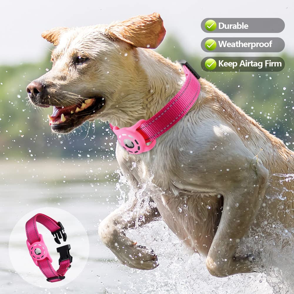KONITY Reflective Airtag Dog Collar, Compatible with Apple Airtag, Nylon Pet Cat Puppy Collar with Silicone Airtag Holder for Small, Medium, Large, and Extra Large Dogs  Konity   