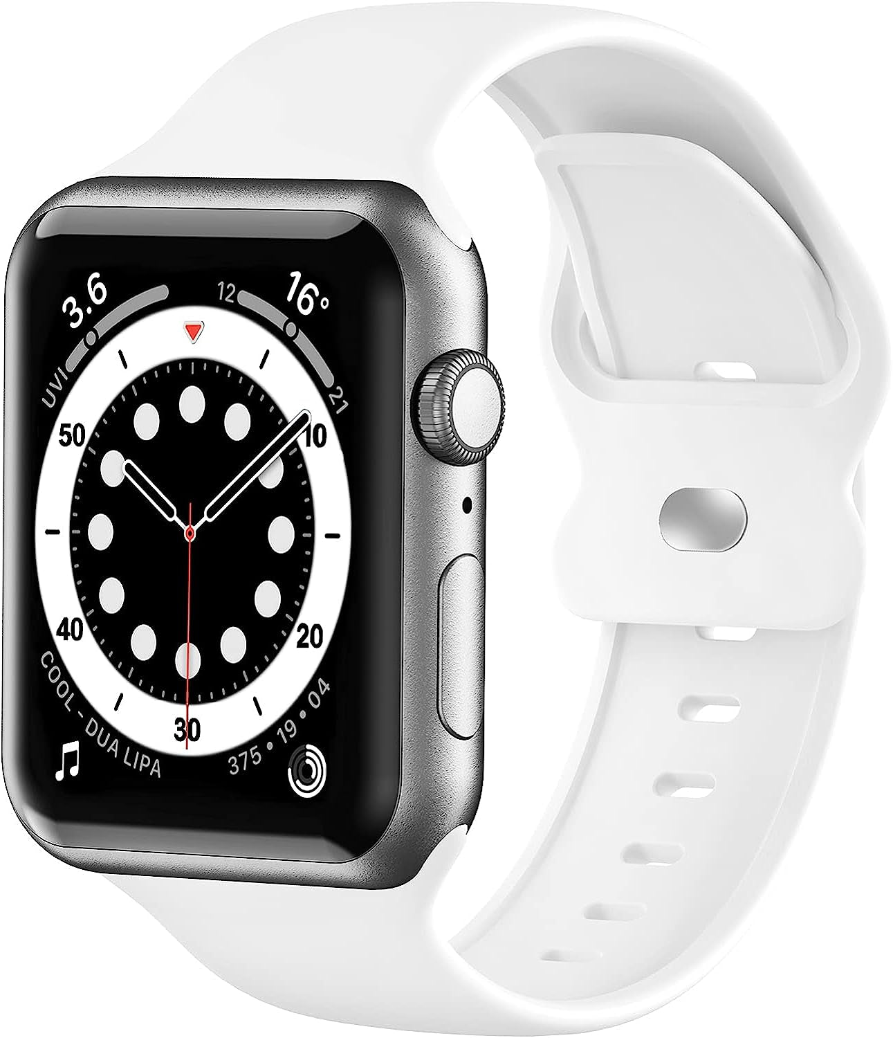 Upgrade Bands Compatible with Apple Watch Band 42Mm 44Mm 45Mm for Women Men-Soft Silicone Replacement Sport Watch Strap for Iwatch SE Series 7 6 5 4 3 2 1-Wristband  Gleiven White 42 mm/44 mm/45 mm 