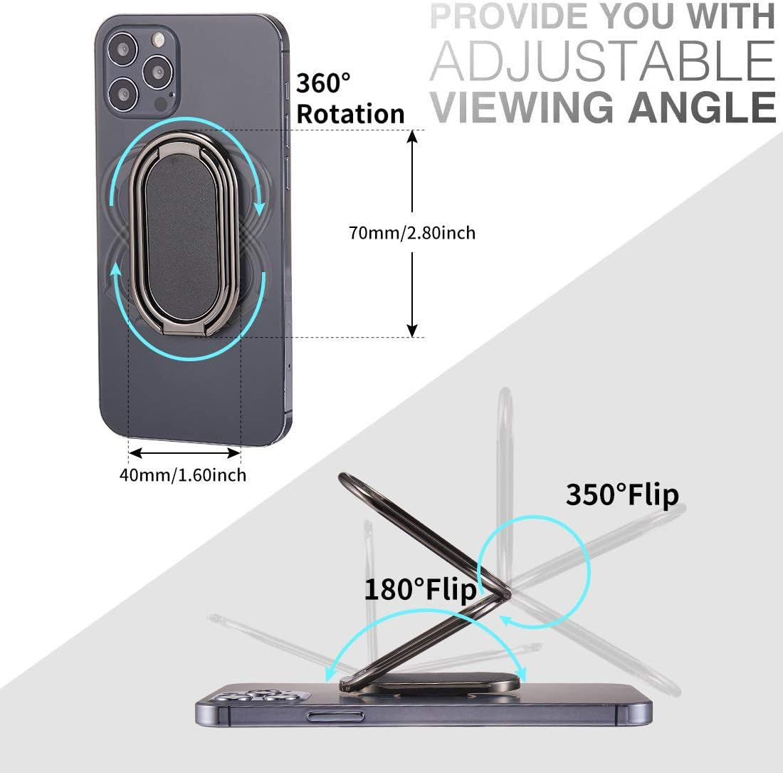Rimyam Phone Ring Holder Finger Kickstand Foldable Cellphone Stand 360° Degree Rotation Metal Ring Grip Holder for Magnetic Car Mount Compatible with Iphone 14 Samsung All Smartphone and Ipad Tablet  Rimyam   