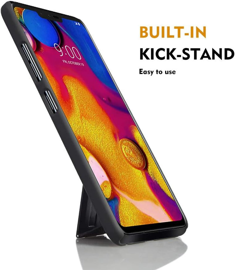 Compatible with LG V40, LG V40 Thinq Rubberized Slim Armor Shell Swivel Hybrid Holster Defender Combo Case with Belt Clip & Kickstand for LG V40 with Tempered Glass Screen  Customerfirst   