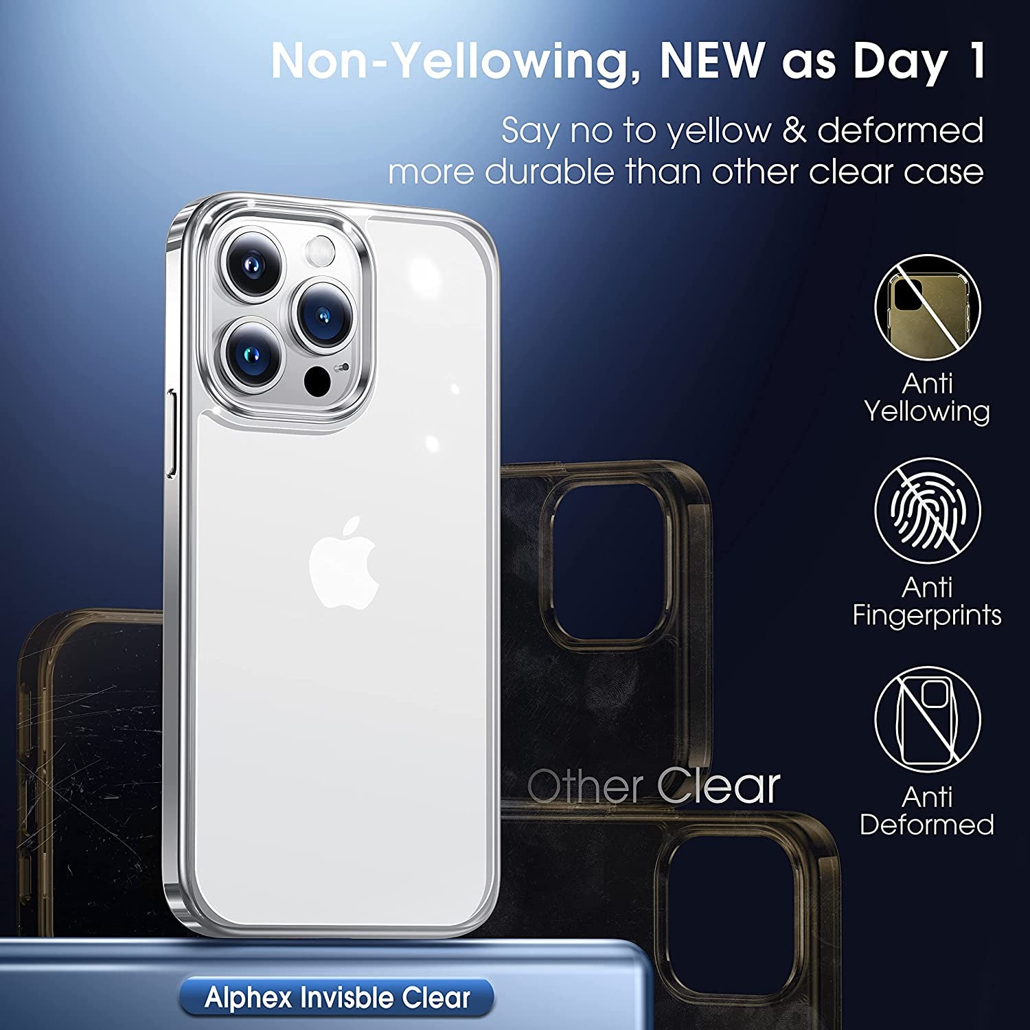 Alphex Invisible Clear Case for Iphone 14 Pro [Look as Caseless] [Never Yellowing] 8FT Military Grade Protective Soft Glossy Bumper Matte Slim Women Men Phone Cover 6.1 Inch, Silver  Alphex   