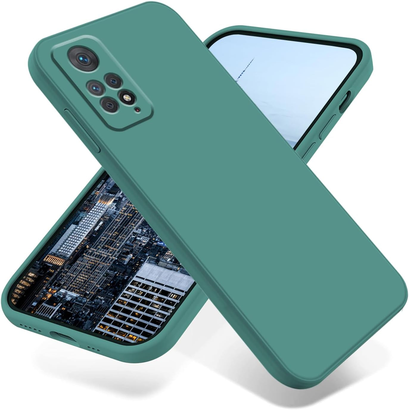 Jancyu Compatible with Redmi Note 12 Pro 4G Case, Silicone Phone Case for Xiaomi Redmi Note 12 Pro 4G, 360°Full Protective, Shockproof and Fingerprint Resistant Accessorie (Black)  Jancyu Dark Green  