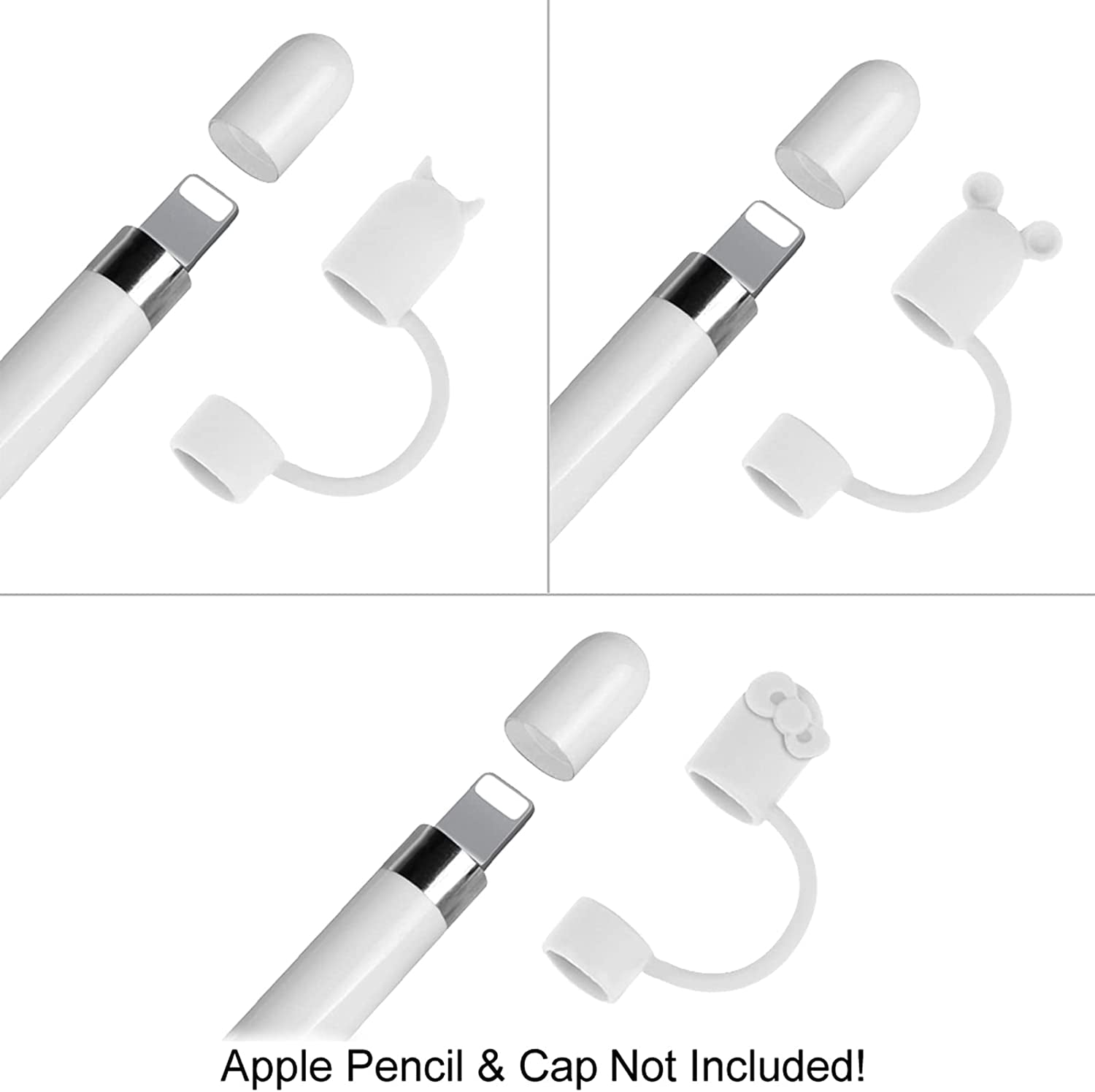 Fintie 3 Pieces Silicone Bundle Compatible with Apple Pencil 1St Generation, Premium Soft Elastic Cap Holder Protective Accessories, White  Fintie   