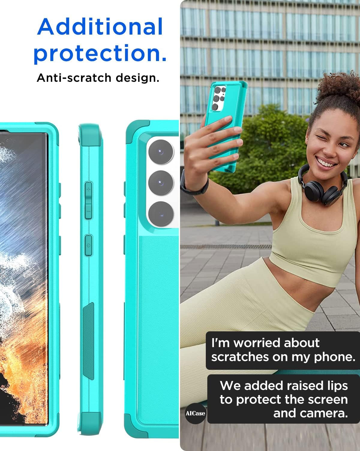 Aicase for Galaxy S22 Ultra Case,Heavy Duty 3-Layer Rugged Pocket-Friendly Phone Case,Durable Military Grade Protection Shockproof/Drop Proof/Dust-Proof Protective Cover for Samsung S22 Ultra 6.8“  AICase   