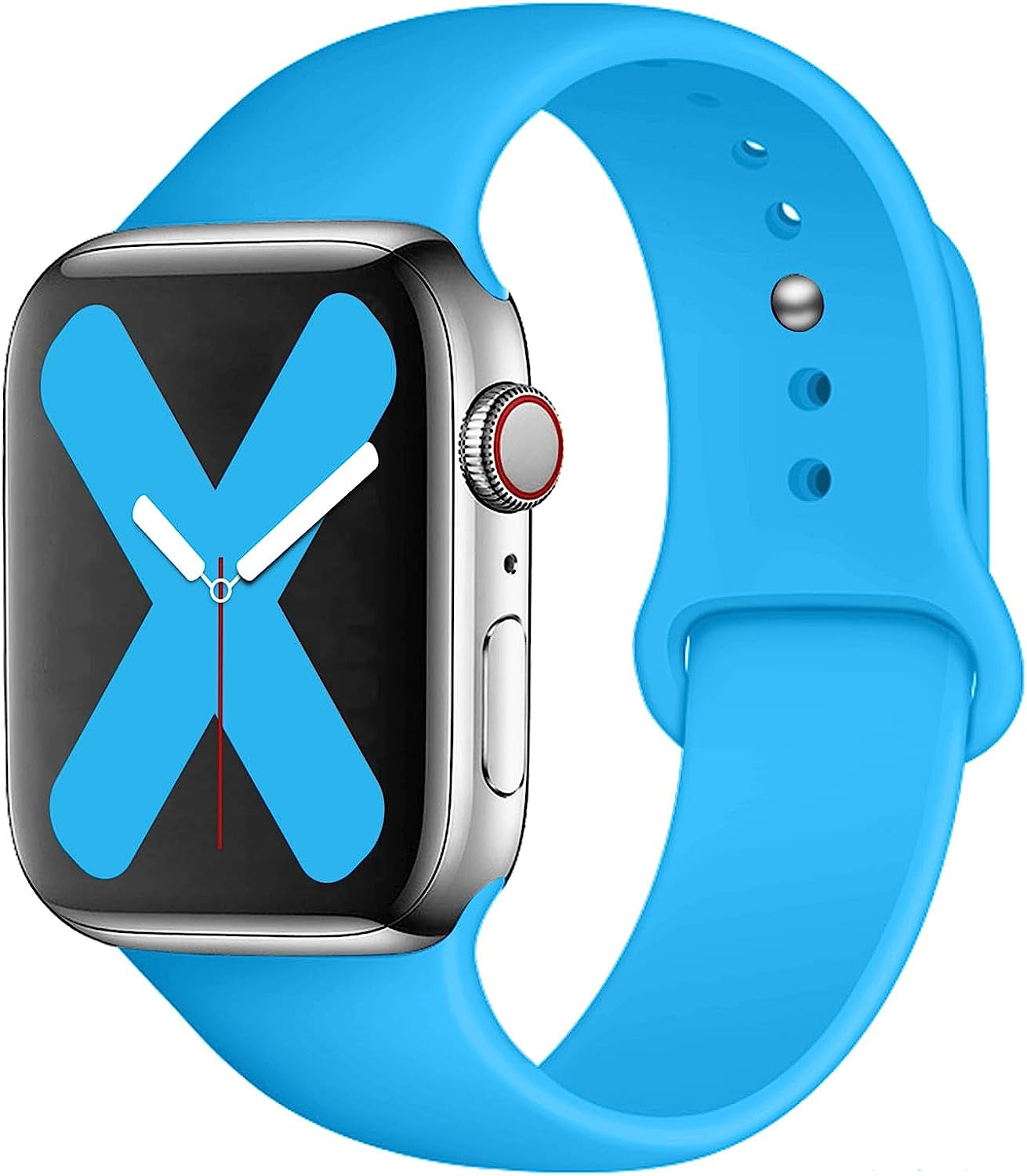 Saucyi Compatible with Apple Watch Band 41Mm 40Mm 38Mm 49Mm 45Mm 44Mm 42Mm,Soft Silicone Sport Band Replacement Strap with Classic Clasp for Iwatch Series 8 7 6 5 4 3 2 1 SE  Saucyi Blue 38mm/40mm/41mm M/L 