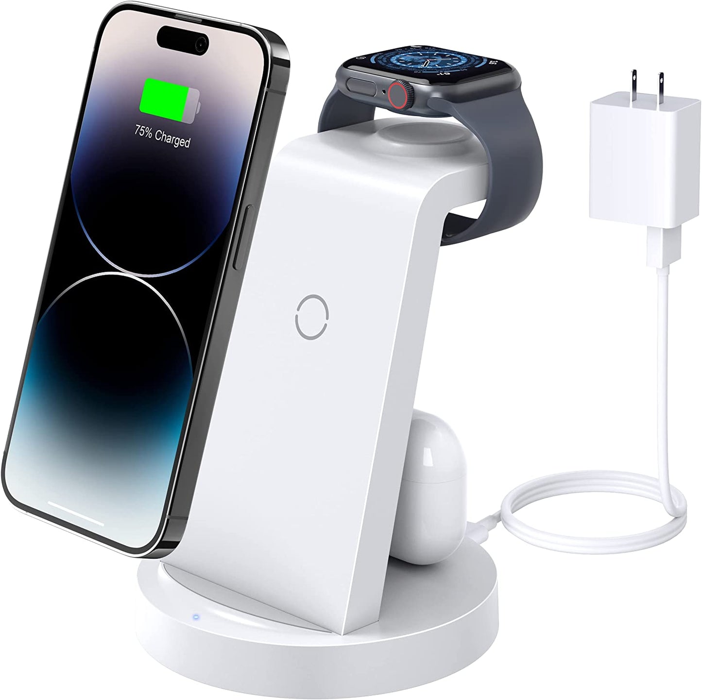 Charging Station for Iphone Multiple Devices: 3 in 1 Wireless Charger for Iphone 14 13 12 11 Pro X Max XS XR &8 plus - Charger Station Stand for Apple Watch Series 7/6/SE/5/4/3/2 & Airpods  shenzhenshijinzhizhuokejiyouxiangongsi   