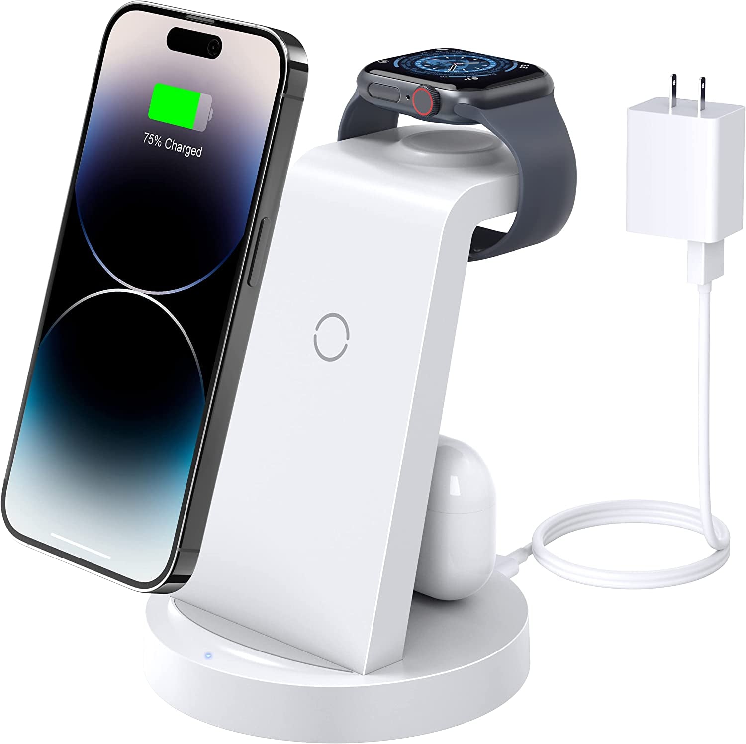 Charging Station for Iphone Multiple Devices: 3 in 1 Wireless Charger for Iphone 14 13 12 11 Pro X Max XS XR &8 plus - Charger Station Stand for Apple Watch Series 7/6/SE/5/4/3/2 & Airpods  shenzhenshijinzhizhuokejiyouxiangongsi   