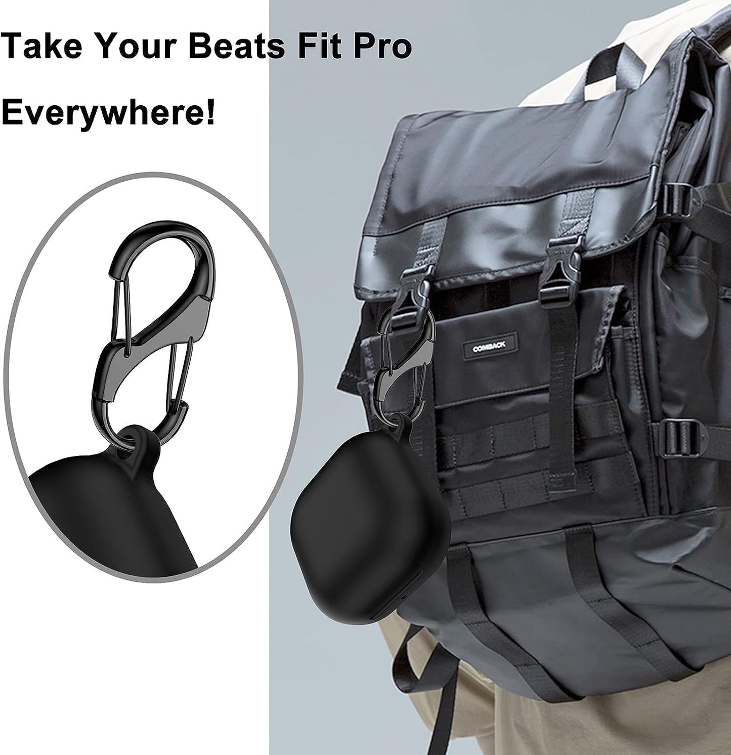 Beats Fit Pro Case Cover, VAEKNVG Soft Silicone Case for Apple Beats Fit Pro 2021 Shockproof Protective Earbuds Case with Carabiner Accessories(Black)  VAEKNVG   