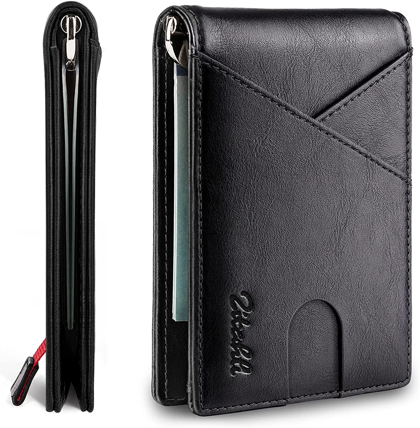 Zitahli Wallet for Men - with Money Clip Slim Leather Slots Credit Card Holder RFID Blocking Bifold Minimalist Wallets with Gift Box  Zitahli smo black  