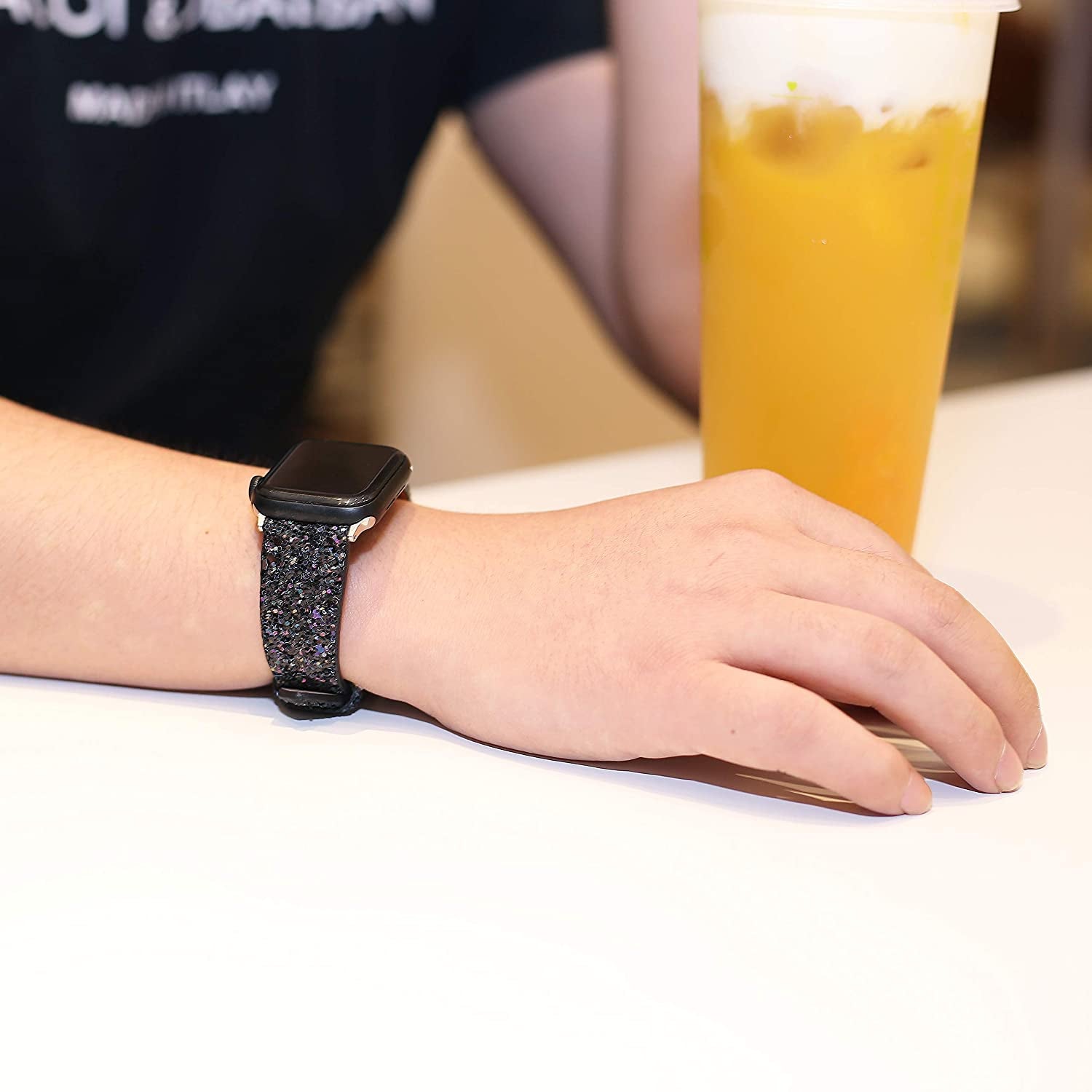 Bling Bands Compatible with Apple Watch Band 38Mm 40Mm 41Mm 42Mm 44Mm 45Mm 49Mm Women, Iwatch Strap Shiny Bling Glitter Leather Wristband for Apple Watch Series 8 7 6 5 4 3 2 1 SE Ultra  JOHIPI   