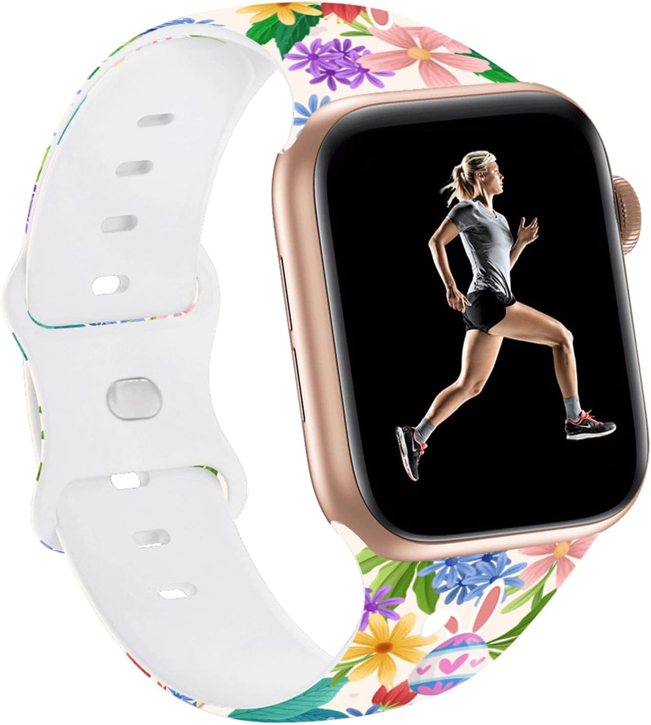 Hi-Yoohere Cute Easter Eggs Bunny Pattern Bands Compatible with Apple Watch 38Mm 40Mm 41Mm S/M, Kids Girls Women Adjustable Soft Silicone Wristband Strap for Iwatch SE & Series 7/6/5/4/3/2/1 (Color 5)  Hi-Yoohere   