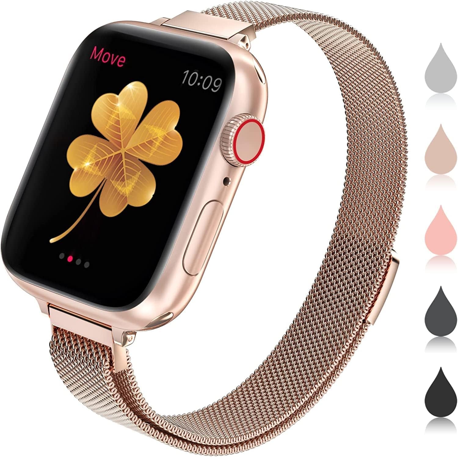 CTYBB for Apple Watch Band Series Ultra SE 8 7 6 5 4 3 2 1 38Mm 40Mm 41Mm 42Mm 44Mm 45Mm 49Mm, Stainless Steel Slim & Thin Mesh Magnetic Clasp Strap Women and Girl Replacement Band for Iwatch  DMORI A-Champagne Gold 42mm/44mm/45mm/49mm 