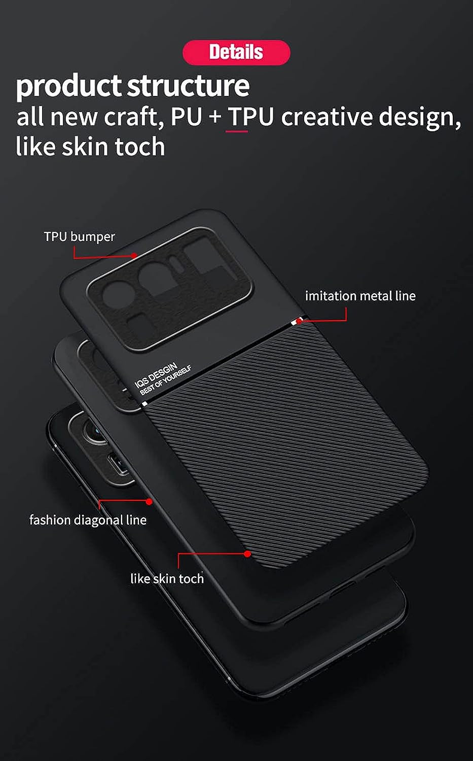 Kepuch Mowen Case Cover Bumper Built-In Metal Plate for Xiaomi 11 Ultra - Black  Kepuch   