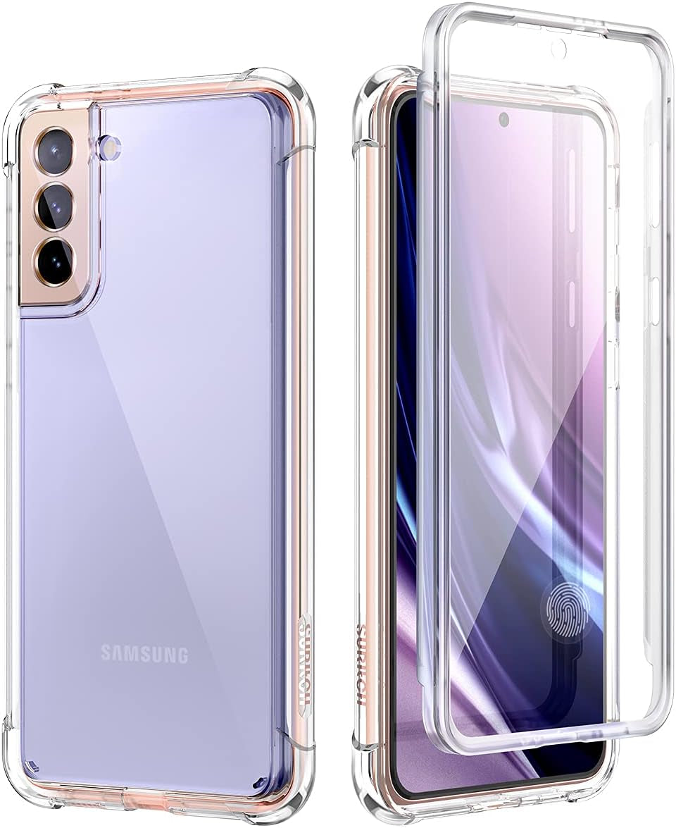 SURITCH for Samsung Galaxy S21 Clear Case 6.2" (Only), [Built-In Screen Protector] Full Body Protective Hard Shell+Soft TPU Phone Case for Samsung S21 -(Full Clear)  SURITCH   