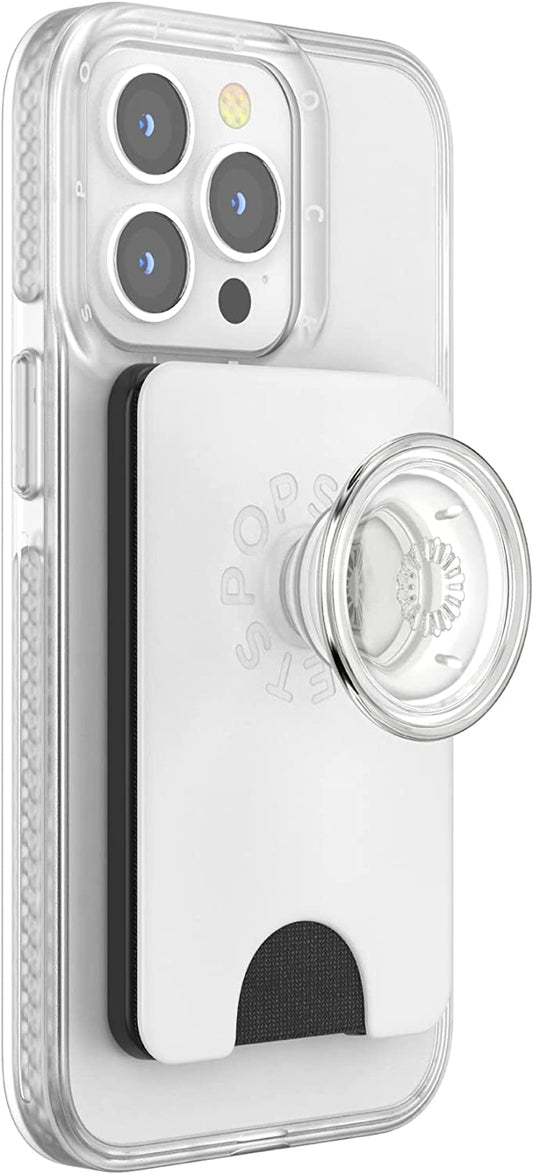 Popsockets Phone Wallet with Expanding Grip, Phone Card Holder, Wireless Charging Compatible, Wallet for Magsafe - White Clear  PopSockets   