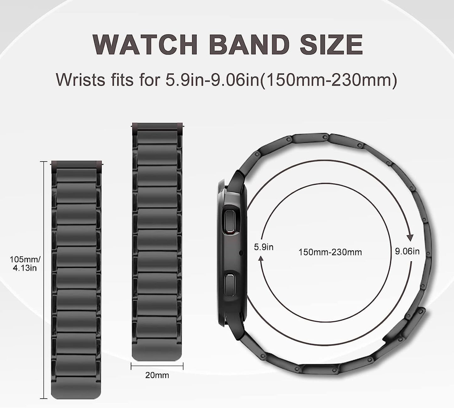 Oribox 20Mm Watch Bands Compatible for Watch Bands,Samsung Galaxy Watch 4 Band,Galaxy Watch Active 2 Bands,Galaxy Watch 4, Galaxy Watch 3 41Mm,Galaxy Watch 42Mm,High-Grade Adjustable Strap Magnetic Wristband for Men Women  ORIbox   