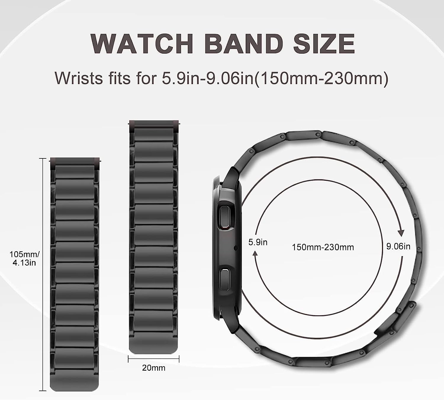 Oribox 20Mm Watch Bands Compatible for Watch Bands,Samsung Galaxy Watch 4 Band,Galaxy Watch Active 2 Bands,Galaxy Watch 4, Galaxy Watch 3 41Mm,Galaxy Watch 42Mm,High-Grade Adjustable Strap Magnetic Wristband for Men Women  ORIbox   