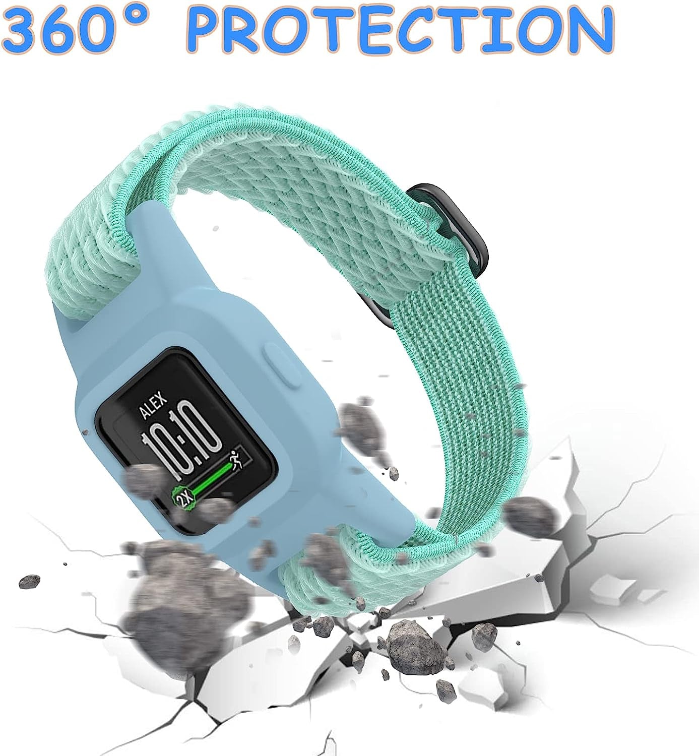 Eseekgo Elastic Bands Compatible with Garmin Vivofit Jr 3 Bands for Kids, Colorful Nylon Stretchy Loop Straps with Protective Case Adjustable Replacement Bands Accessories for Girls Boys  eseekgo   